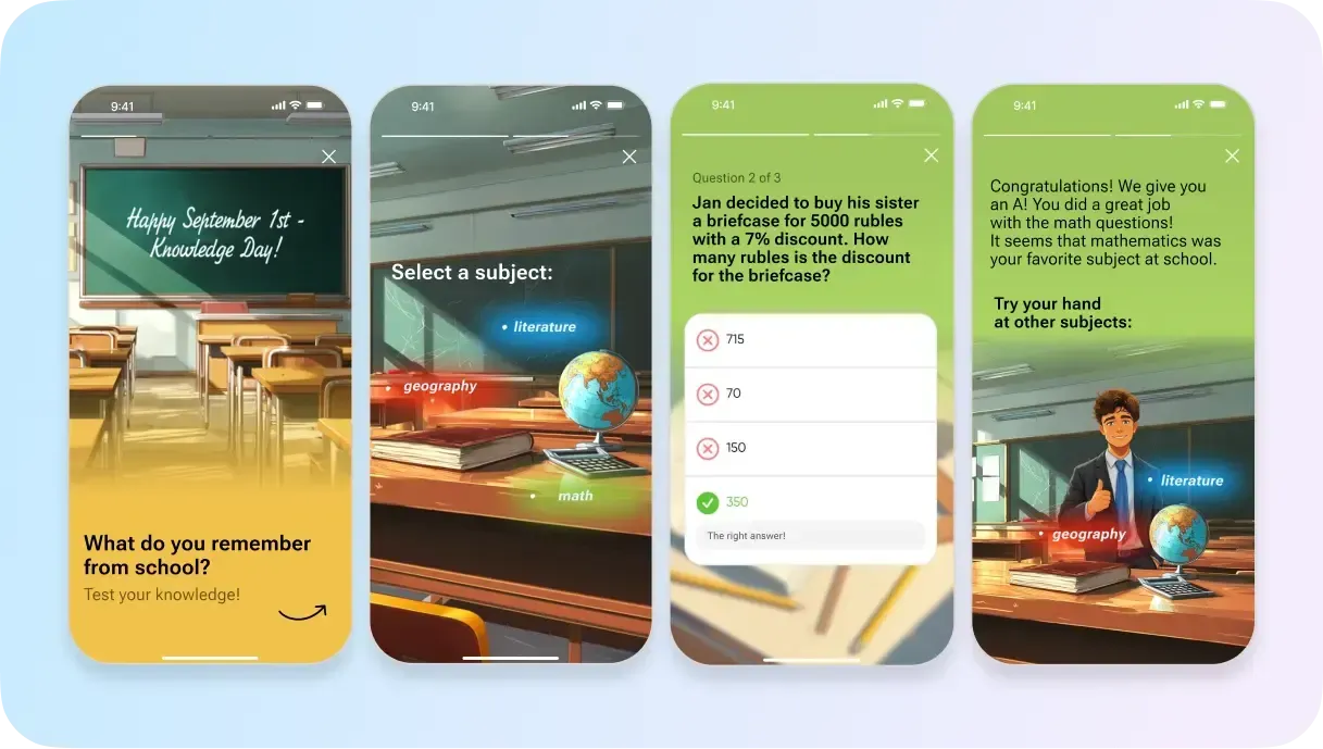 quiz in a mobile app